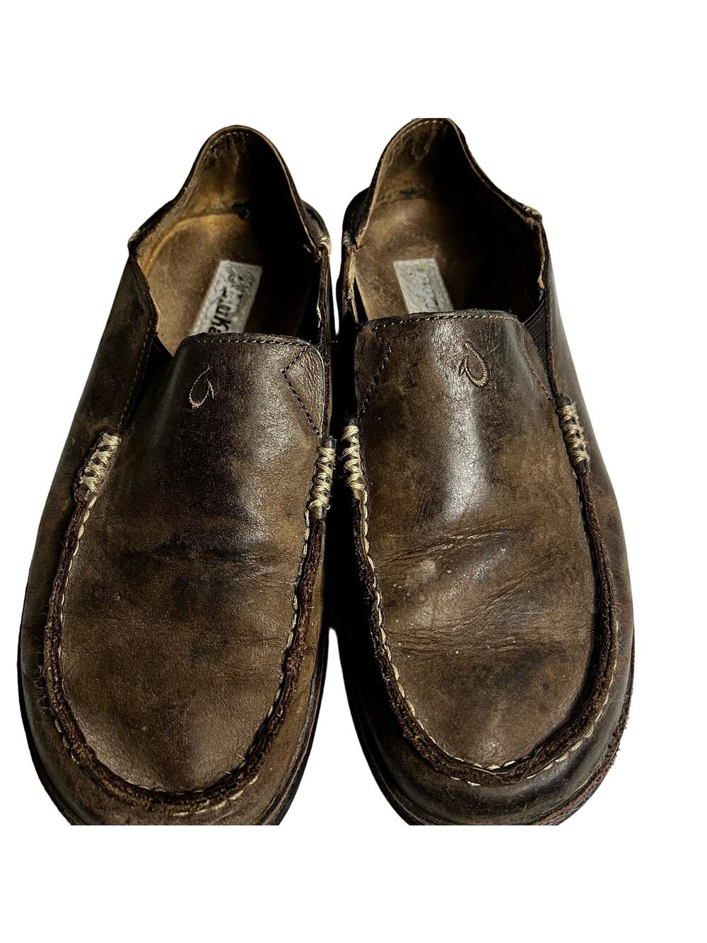 Brown Leather Olukai Moloa Men's Size 8.5 Casual Slip-on Moccasins Loafers Shoes